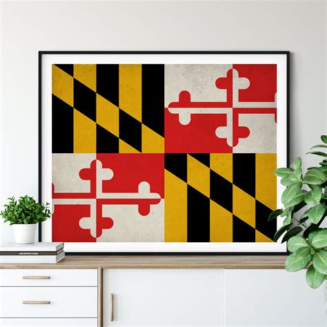 Maryland Flag Art Maryland Flag Print Poster State Flags | Etsy