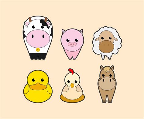 Cute Farm Animals Vector Vector Art & Graphics | freevector.com