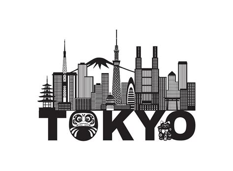 Tokyo City Skyline Text Black and White Illustration by Jit Lim | Tokyo city, City illustration ...