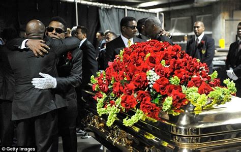 Michael Jackson's funeral and memorial service take place at the Staples Center in Los Angeles ...