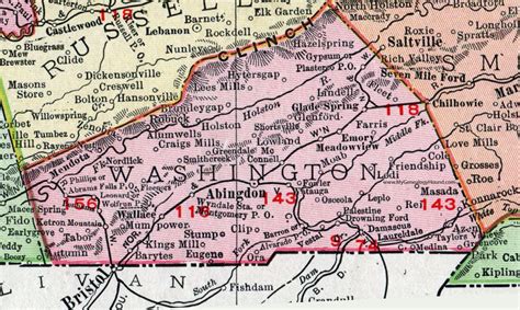 Washington County, Virginia, Map, 1911, Rand McNally, Abingdon, Glade Spring, Damascus, Emory ...