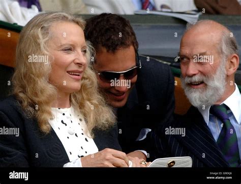 Prince and Princess Michael of Kent with their son Freddie Windsor in the Royal Box at Wimbledon ...