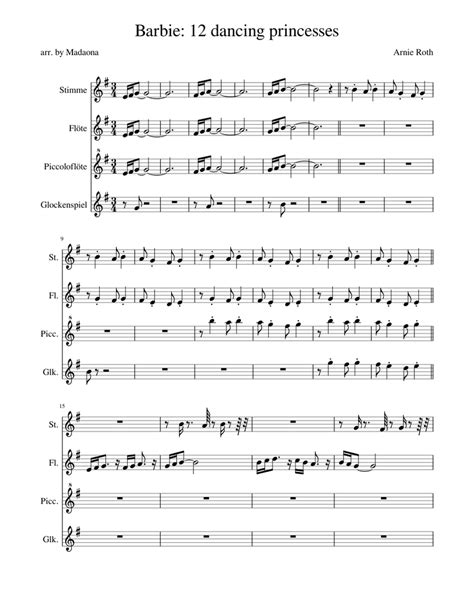 Barbie: 12 dancing princesses Sheet music for Flute, Voice, Piccolo ...