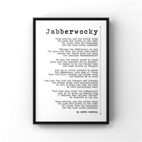 Jabberwocky Poem By Lewis Carrol Wall Art Print Minimalist | Etsy