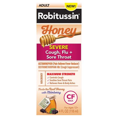 Robitussin Honey Maximum Strength Severe Cough, Flu + Sore Throat - Shop Cough, cold & flu at H-E-B