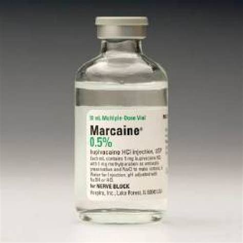 Marcaine Local Anesthetic Bupivacaine HCl 0.5, 5 mg / mL Parenteral Solution Injection Multiple ...