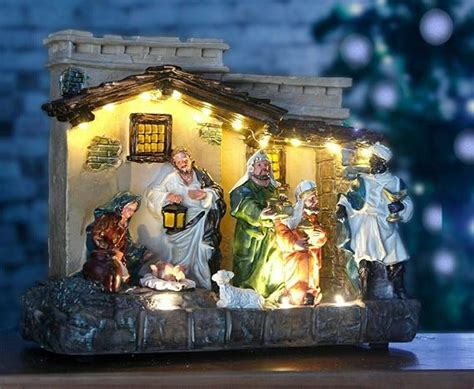 HomeZone Traditional Light-Up Nativity Scene LED Lighting Christmas ...