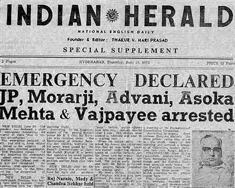 25 june 1975 The Emergency in India : A Time of Change and Challenges