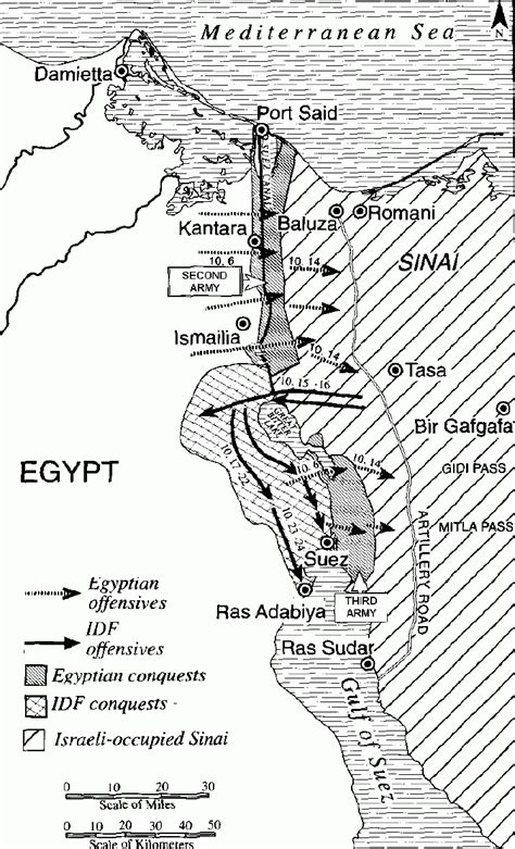 1973 October War (Yom Kippur War) - Map of Egyptian Front