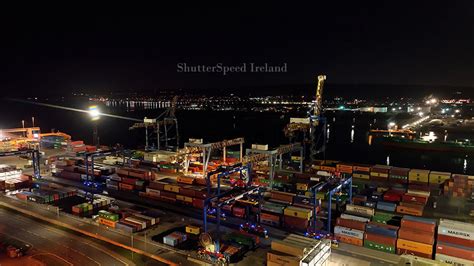 Aerial view Nightscape of Belfast City Harbour Skyline night Cityscape ...