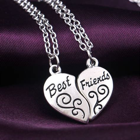 Fashion Jewelry Heart Best Friends Letter Alloy Necklace Pendant Bestie ...