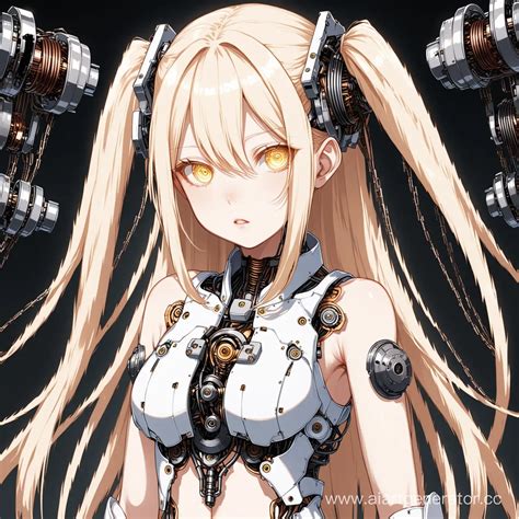 Albino Anime Girl with Mechanical Enhancements | AI Art Generator