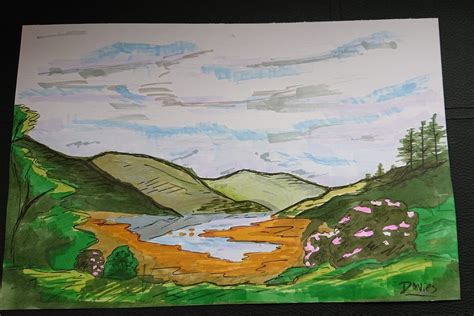 Landscape Scotland Art Colour Painting Marker Picture Drawing | Etsy