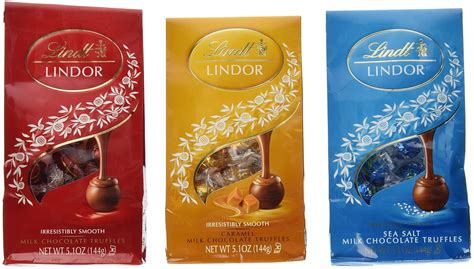 Amazon.com : Lindt Lindor Chocolate Truffles 3 Flavor Variety Pack: (1) Lindt Lindor Milk ...