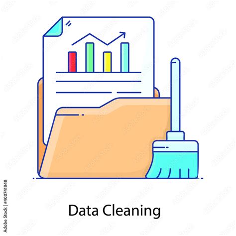 Flat outline concept icon of data cleaning, remove inaccurate data Stock Vector | Adobe Stock