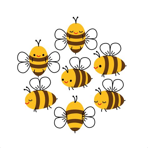 Vector illustration of cute cartoon bees on white background. Insect character. 16876557 Vector ...