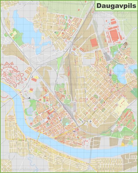 Large detailed map of Daugavpils - Ontheworldmap.com