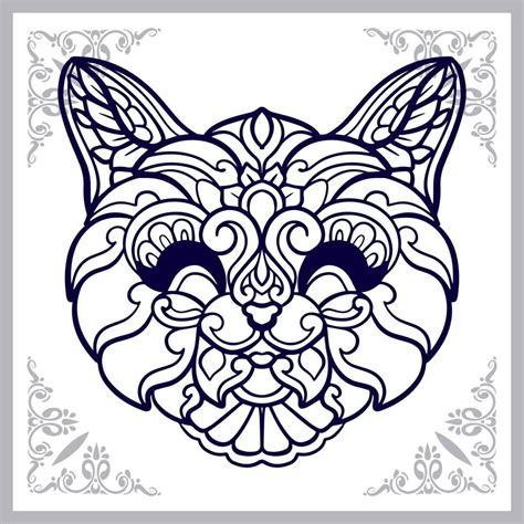 Cat head mandala arts isolated on white background 12605922 Vector Art at Vecteezy