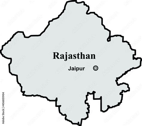 Rajasthan state map, Indian state border capital Jaipur Stock Vector ...