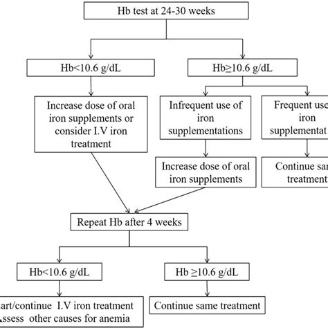 Suggested gestational anemia treatment flow chart based on hemoglobin ...