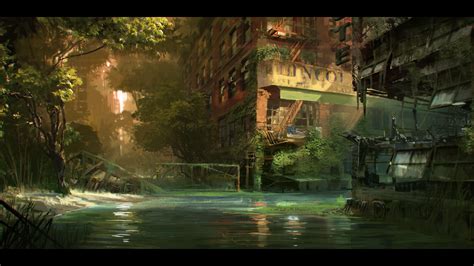 All sizes | Crysis 3 - River concept art | Flickr - Photo Sharing! | Post apocalyptic city ...