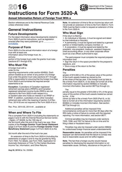 Instructions For Form 3520-A - Annual Information Return Of Foreign ...