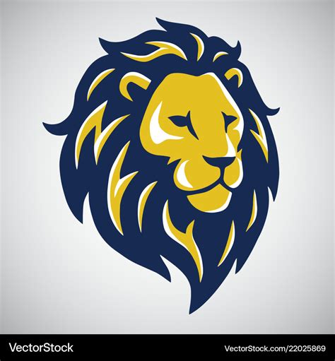 Blue yellow lion mascot logo template Royalty Free Vector