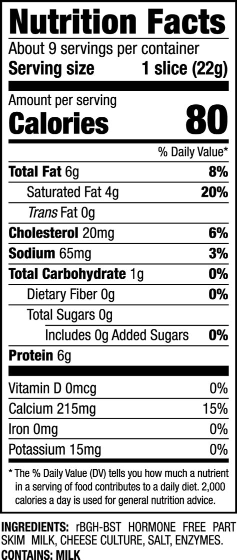 Swiss Cheese Nutrition Facts 1 Slice - Bios Pics