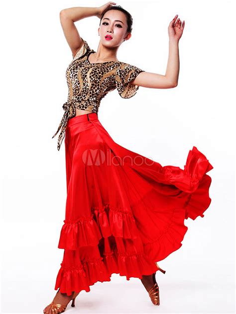 Paso Doble Dance Costume Women Flamenco Skirt Red Ruffles Spanish Bullfighting Performance ...