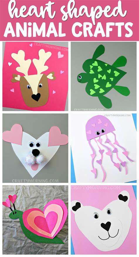 Valentines Day Heart Shaped Animals Craft For Kid s - Art