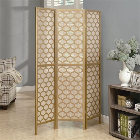 Shop Monarch Specialties 3-Panel Gold Paper Folding Indoor Privacy Screen at Lowes.com