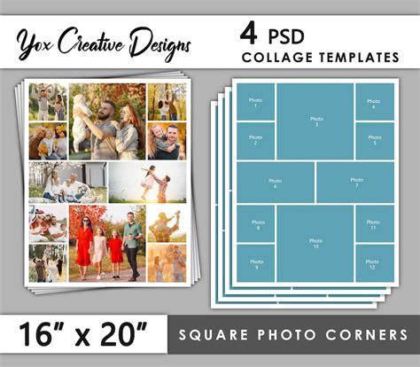 16 X 20 Photo Collage Templates Portfolio Design - Etsy