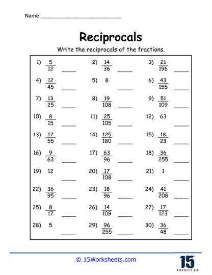 Reciprocals Worksheets - 15 Worksheets.com - Worksheets Library