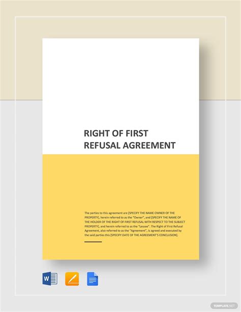 Right Of First Refusal Agreement Template