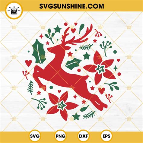 Reindeer Christmas SVG, Reindeer Christmas Ornament SVG PNG EPS DXF Files