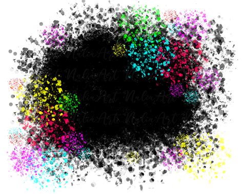 Background Paint Splatter Black Multicolor Neon Splash Frame Splatter ...