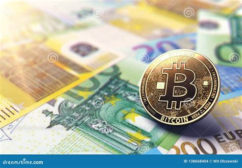 Bitcoin Coin on Euro Bills. Situation of Bitcoin in United Europe ...