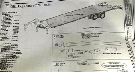 32 'x 102" Gooseneck Flat Deck Trailer Plans Blueprints, Model 5232 #MasterPlansDesign | Trailer ...