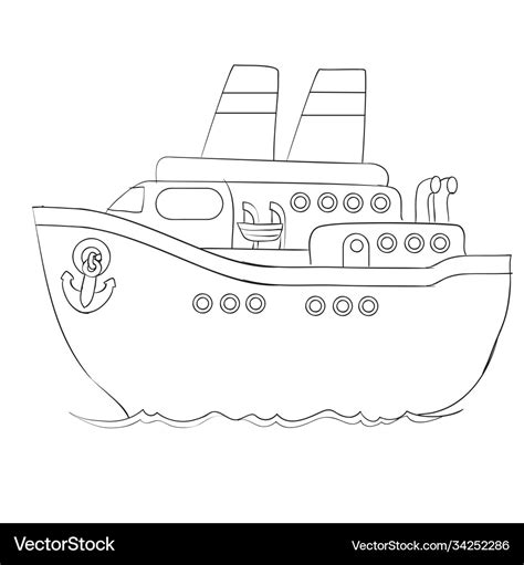 Sketch cruise ship coloring book cartoon Vector Image