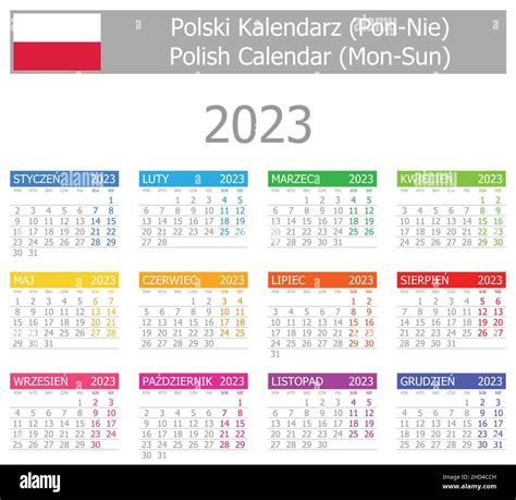 2023 Polish Type-1 Calendar Mon-Sun on white background Stock Vector Image & Art - Alamy