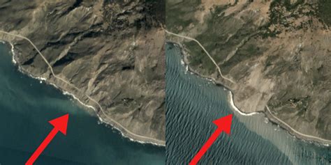 Satellite images show Big Sur Highway 1 before and after mudslide - Business Insider