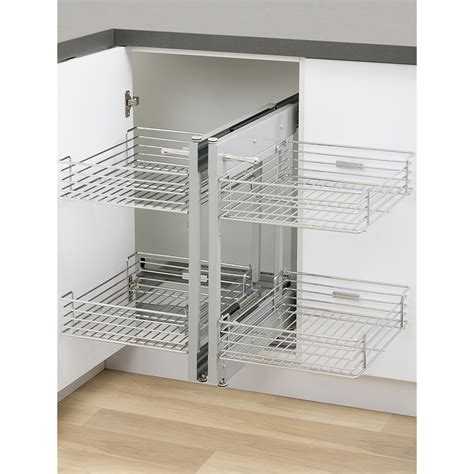 Kaboodle 2 Tier Chrome Blind Corner Soft Close Pull Out Baskets