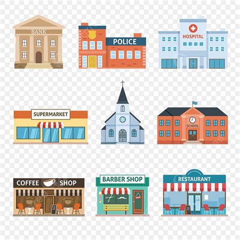 Bank Building Clipart Vector, Set Of Buildings Bank, City Clipart ...