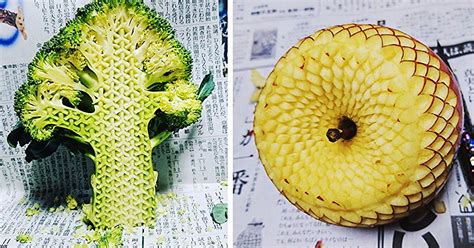 Artist Carves Designs Into Foods And They're Too Beautiful To Eat | Carving, Carved designs, Artist