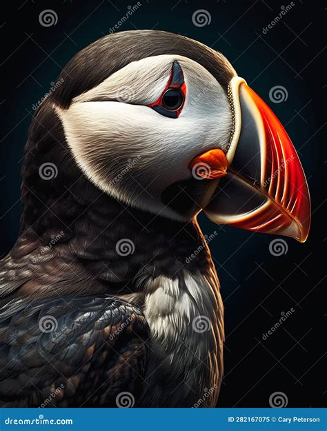 Closeup of a Bright Orange Beak of an Atlantic Puffin with a Lux Stock Illustration ...