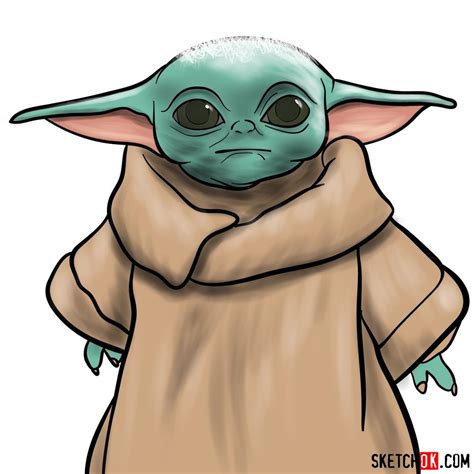 How to draw Baby Yoda - Sketchok easy drawing guides