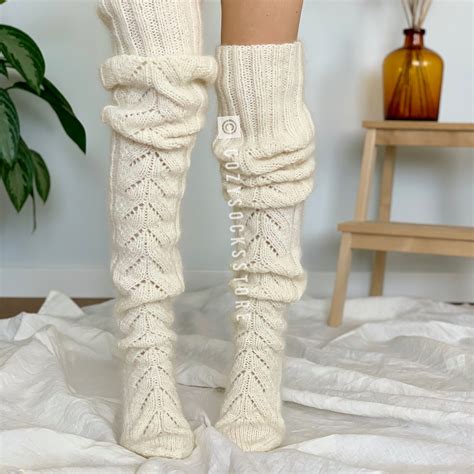 Knee High Socks Pattern Knitting Patterns for Beginners Thigh | Etsy