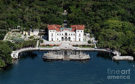 Vizcaya Museum and Gardens Miami Aerial Photograph by David Oppenheimer