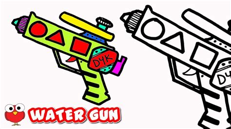 Draw Water Gun Step By Step For Kids How To Easy Art Lsesson Simple Tutorial - YouTube