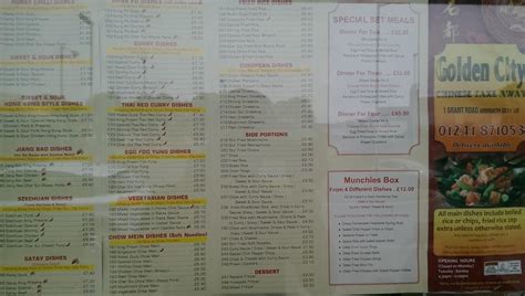 Menu at Golden City fast food, Arbroath